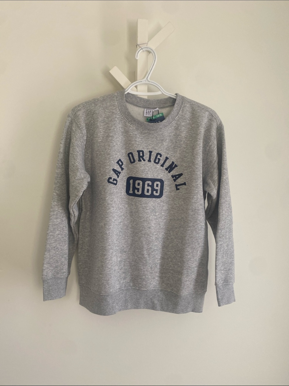 GAP Gray Crewneck Sweatshirt with Navy '1969' Logo